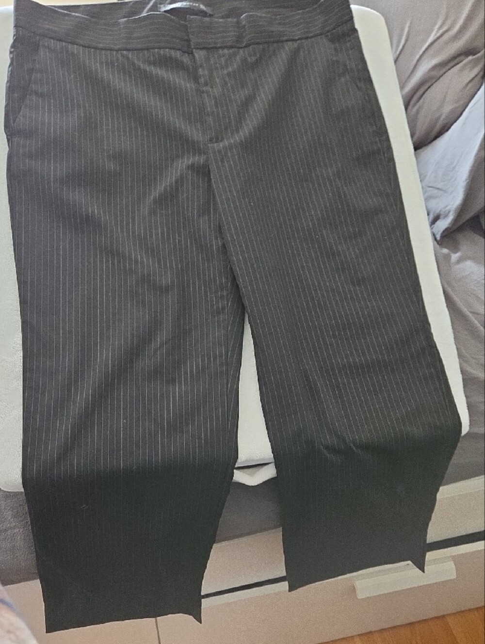 Zara Black Pinstripe Trousers 17inch Waistx37 Long